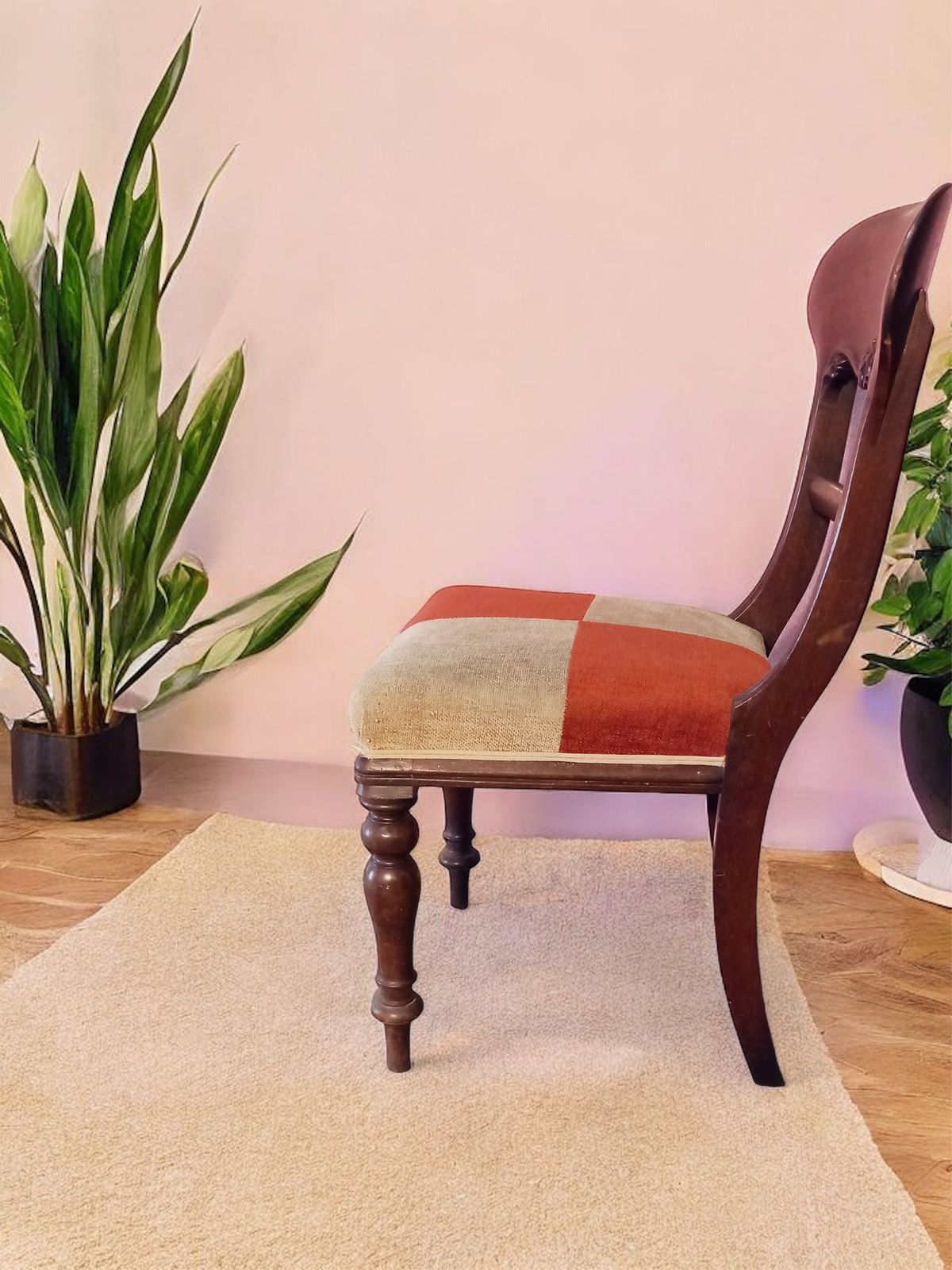 Victorian Mahogany Chair With Turned Legs And Open Back photo furniture