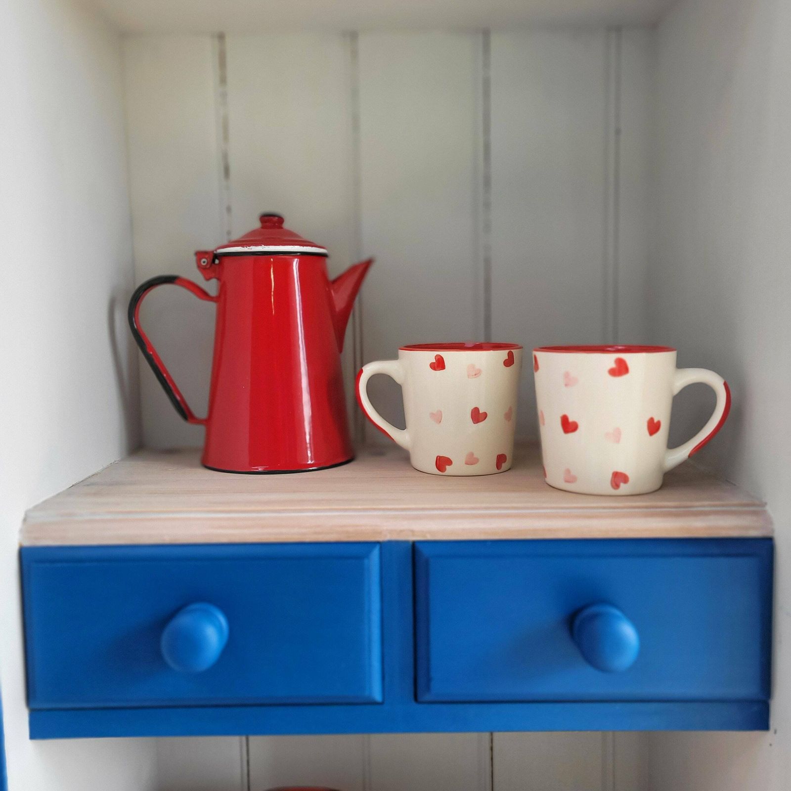 Commission Item Large Blue And White Welsh Hand Painted Pine Kitchen Dresser photo for sale