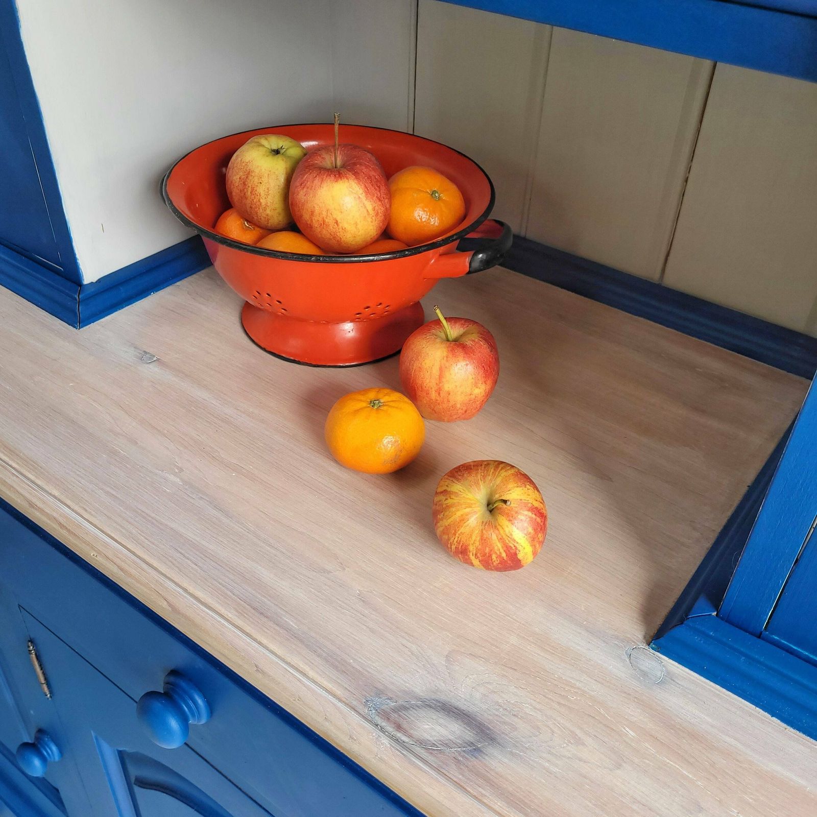 Commission Item Large Blue And White Welsh Hand Painted Pine Kitchen Dresser photo vintage