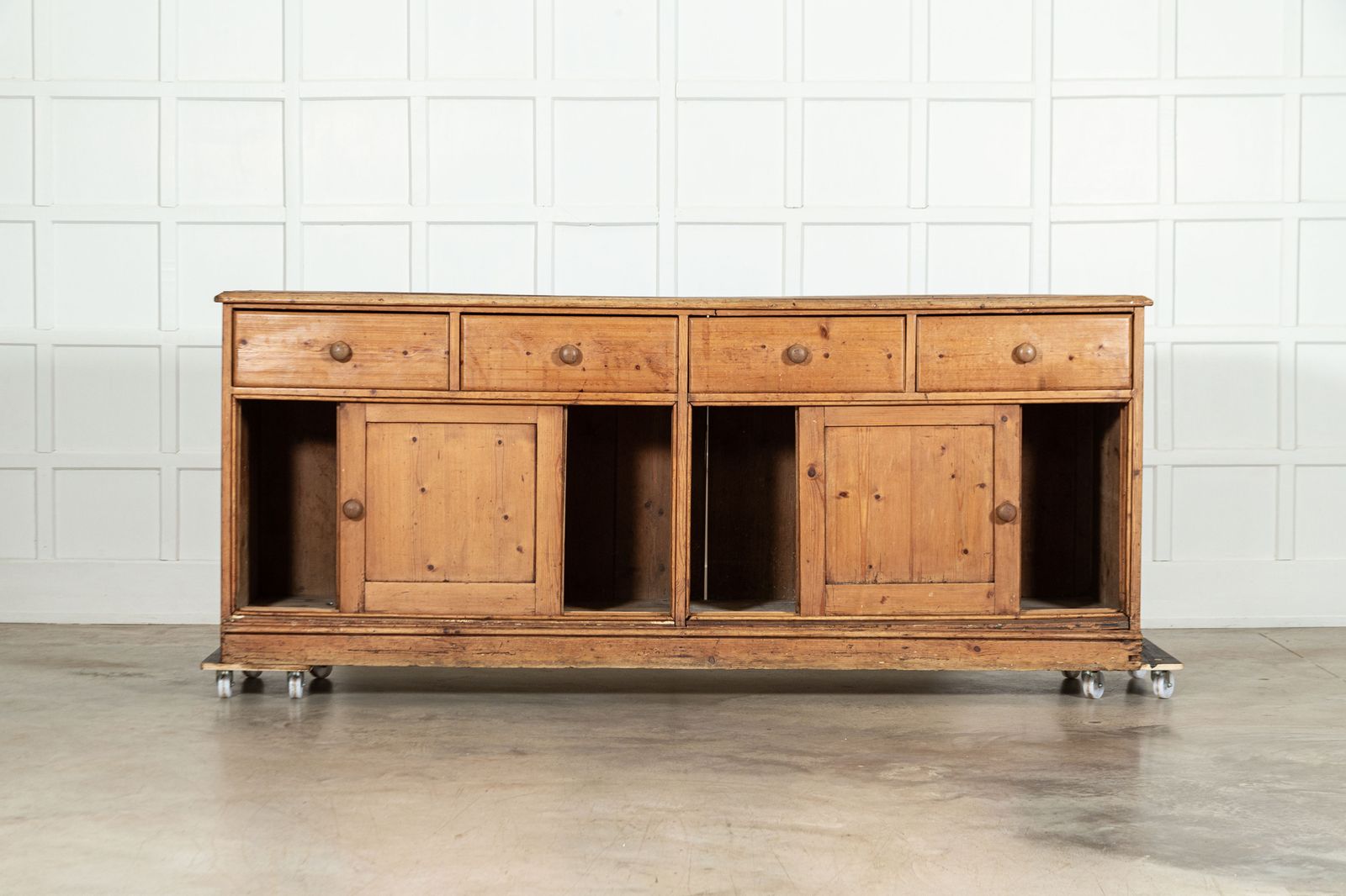 Monumental English 19thc Pine Dresser Base photo furniture
