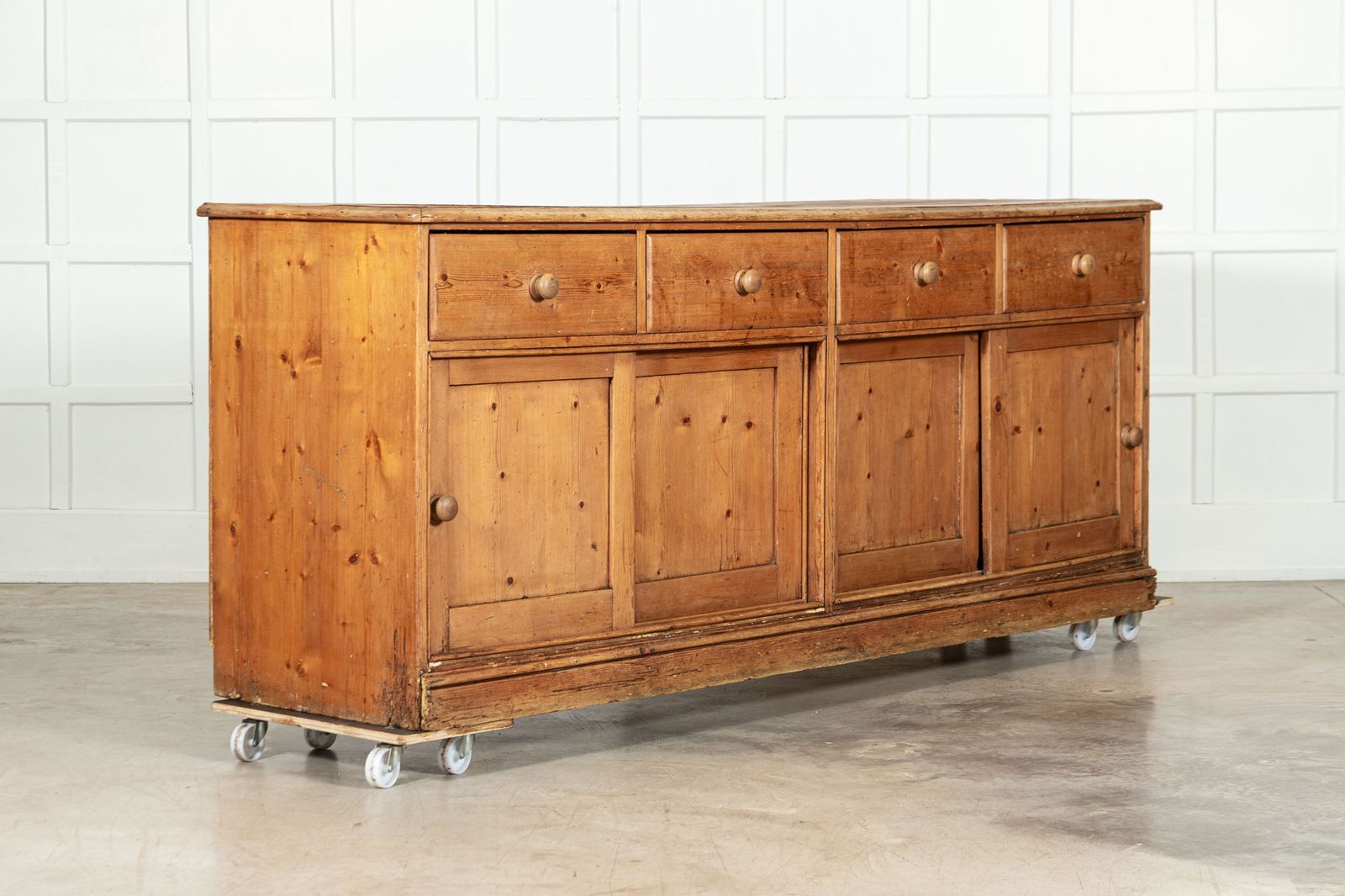 Monumental English 19thc Pine Dresser Base photo for sale