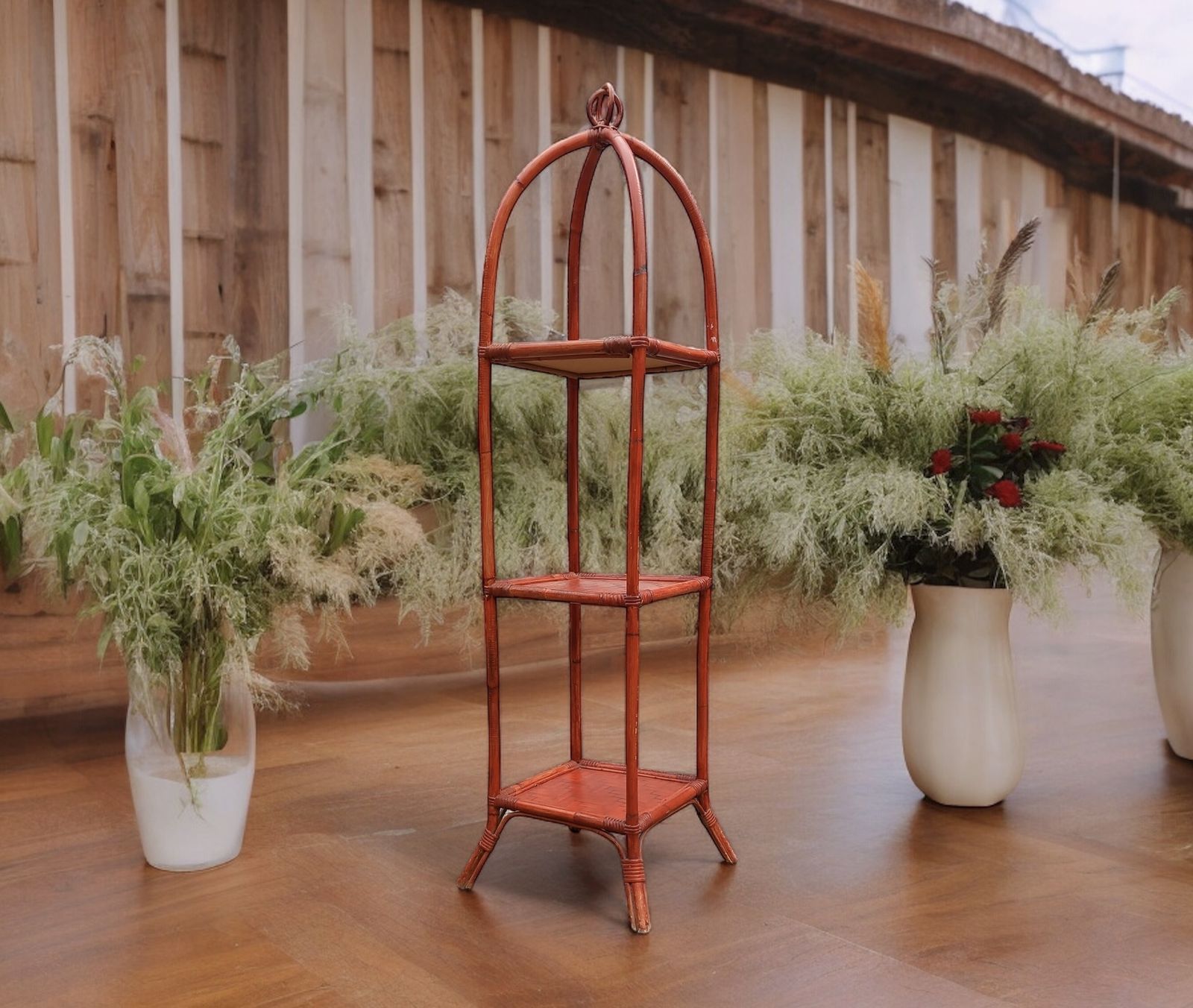 Mid Century Bamboo And Rattan Whatnot Shelf photo Furniture
