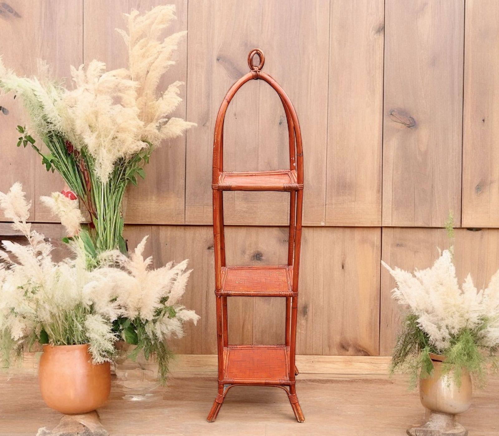 Mid Century Bamboo And Rattan Whatnot Shelf photo 185.0