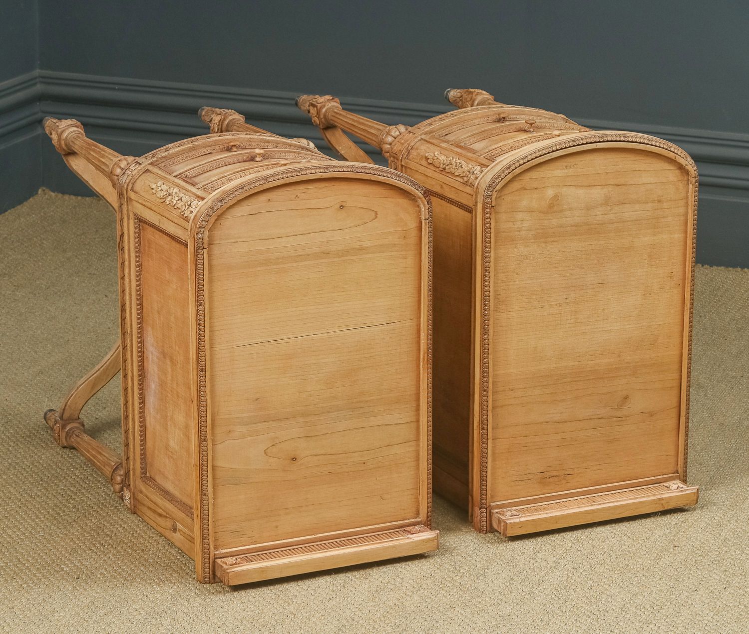 Italian 19th Century Renaissance Beech Lime Washed Beside Tables Cabinets Nightstands (Circa 1870) photo Furniture