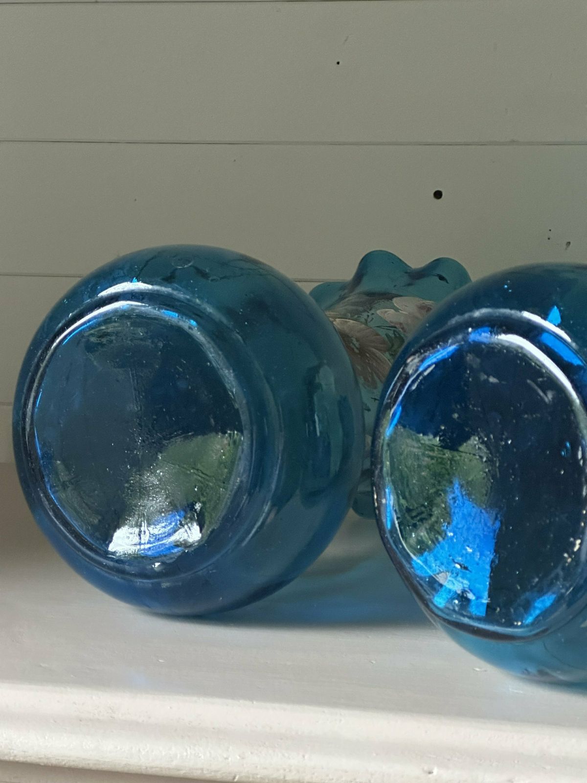 Stunning Pair Of Blue French Frill Neck Vases photo Home Decor