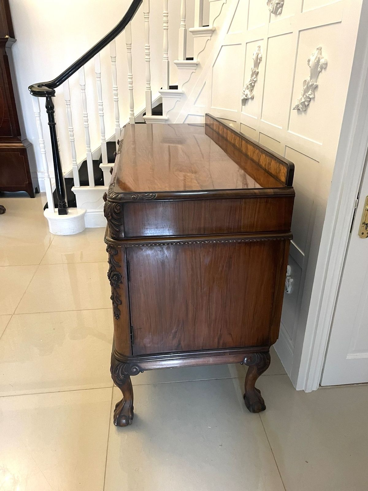 Superb Quality Antique Early 20th Century Carved Burr Walnut Sideboard By Maple And Co. photo 3885.0