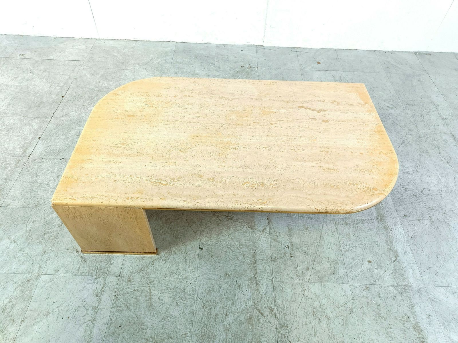 Vintage Travertine And Brass Coffee Table, 1970s photo buy