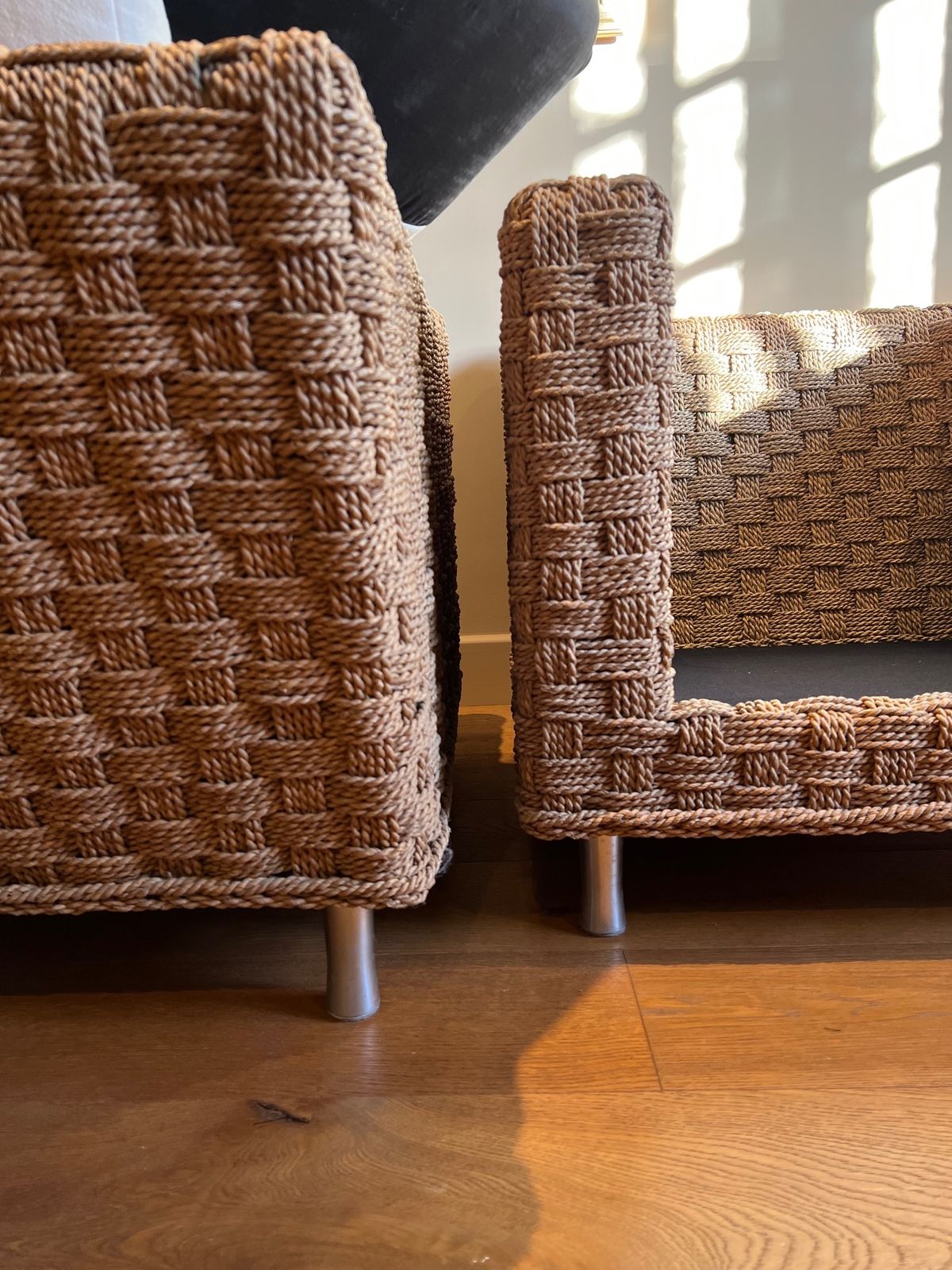 French Woven Hemp Rope Lounge Chairs 'Wicky' By Didier Gomez For Ligne Roset photo vinterior