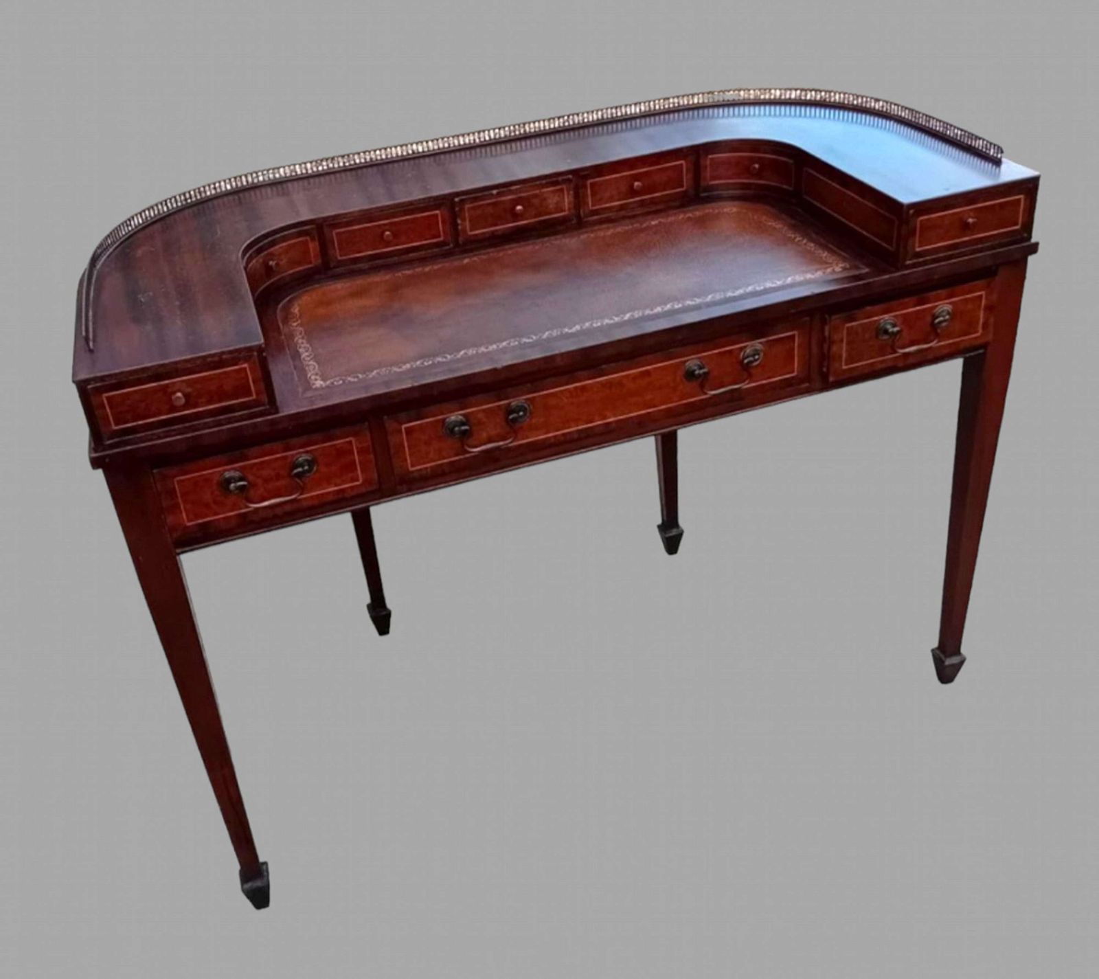 An Attractive Mid Century Carlton House Style Desk photo for sale