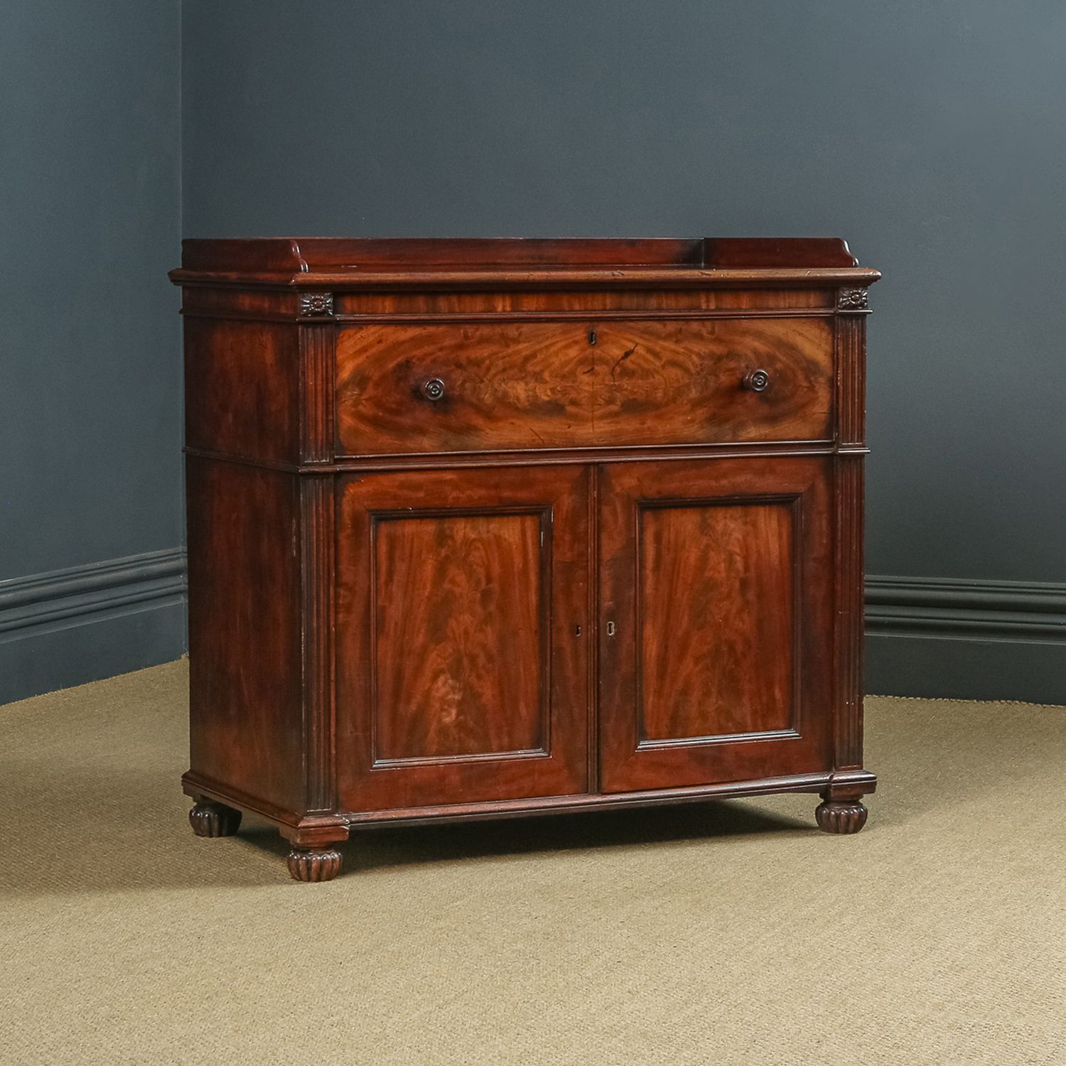 English Regency Flame Mahogany Secretaire Desk Bureau Chest Of Drawers By Gillows Of Lancaster (Circa 1830) photo for sale