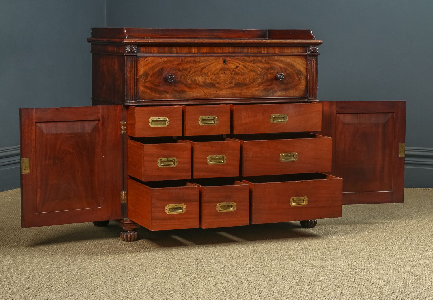 English Regency Flame Mahogany Secretaire Desk Bureau Chest Of Drawers By Gillows Of Lancaster (Circa 1830) photo Furniture
