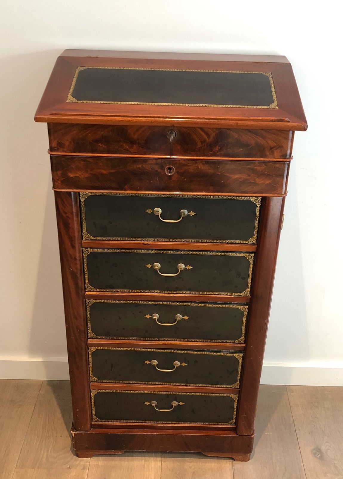 Mahogany And Leather Notary Cabinet photo furniture