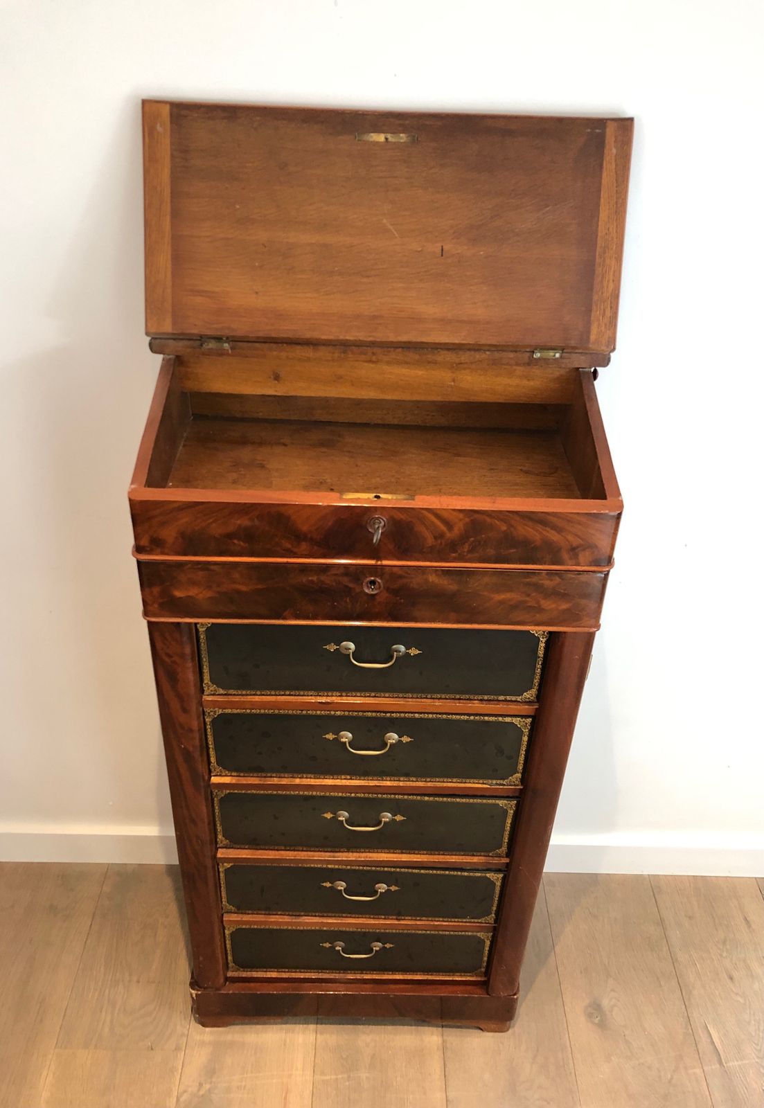 Mahogany And Leather Notary Cabinet photo vinterior