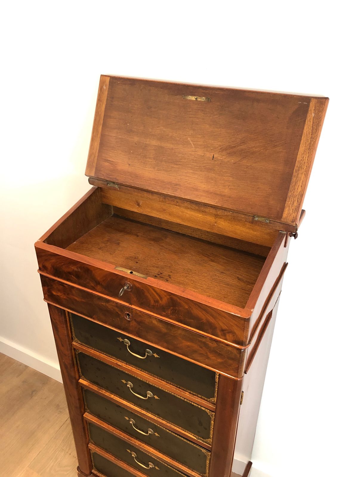 photo buy Mahogany And Leather Notary Cabinet