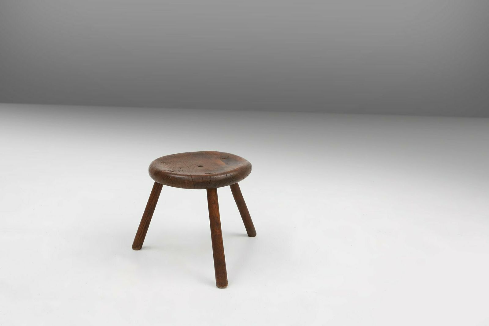 Hand Carved Wood Tripod Stool, France, 1900s photo for sale