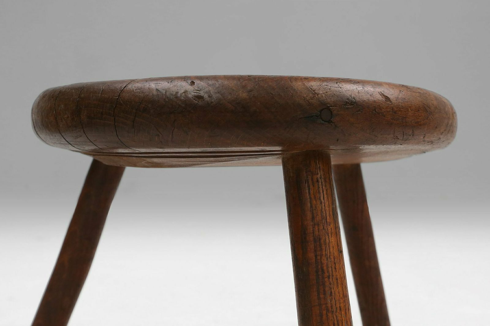 Hand Carved Wood Tripod Stool, France, 1900s photo 600.0