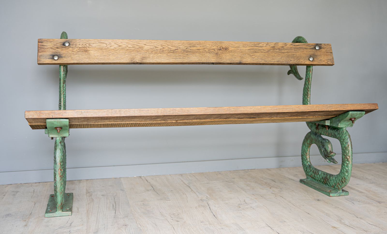 Cast Iron Serpent Garden Bench photo vintage