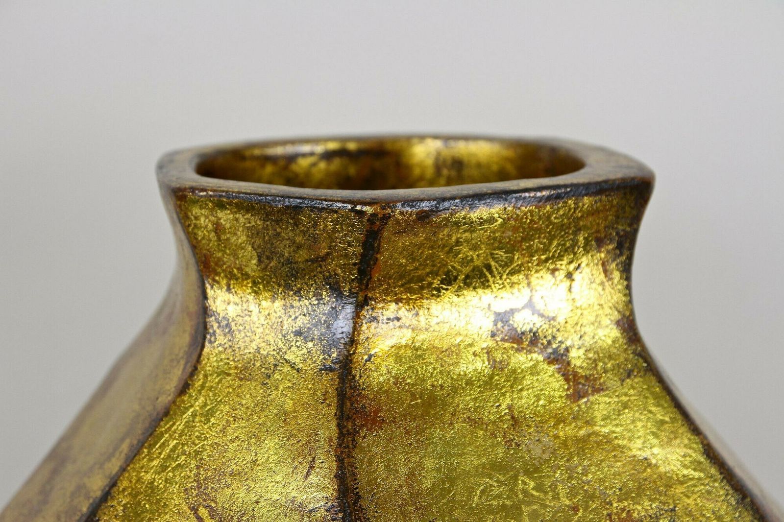 Golden Contemporary Ceramic Vase, Organic Modern Style, New 2024 photo for sale