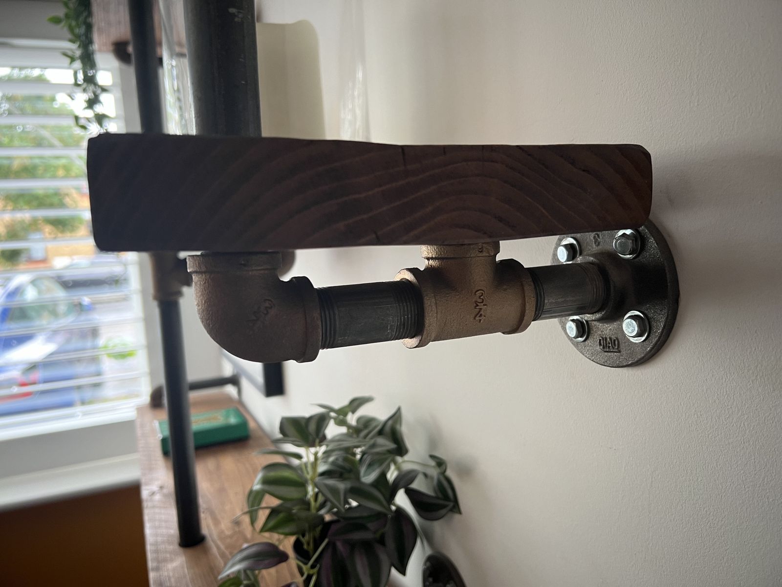 Reclaimed Scaffolding Boards And Steel Pipe Wall Mounted Shelving Unit With Vinyl Record Storage photo 795.0