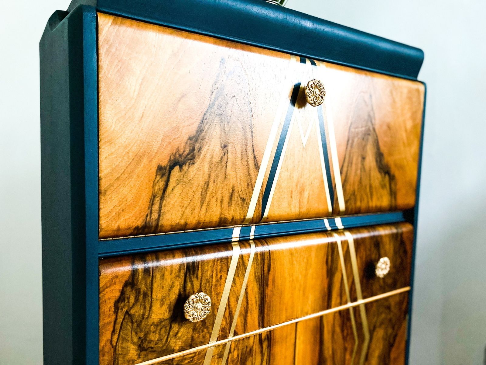 photo furniture Nathan Drinks/ Cocktail Cabinet In Navy/ Dark Blue,  Art Deco/ Mid Century