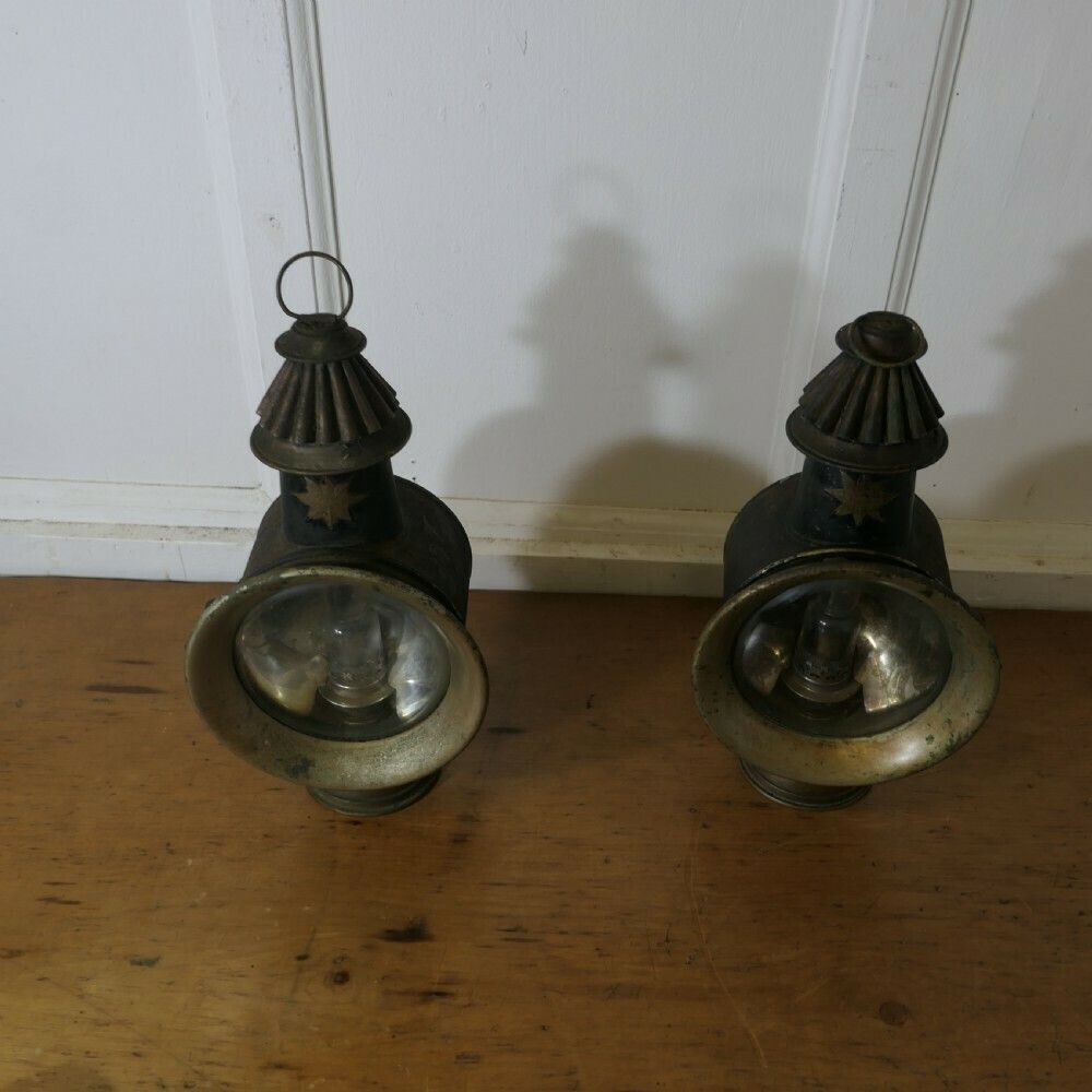 A Superb Pair Of French Brass And Iron Carriage Lamps, By Daris photo for sale