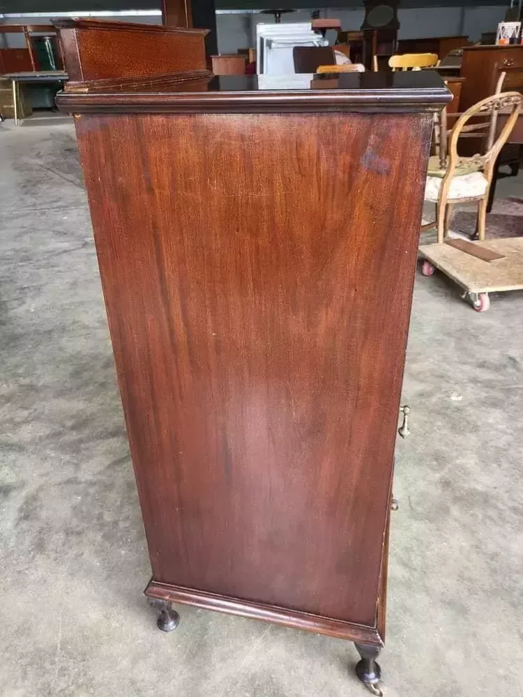 Antique Edwardian Glazed Music Cabinet Bookcase Cabriole Legs Castors Shelves photo vinterior