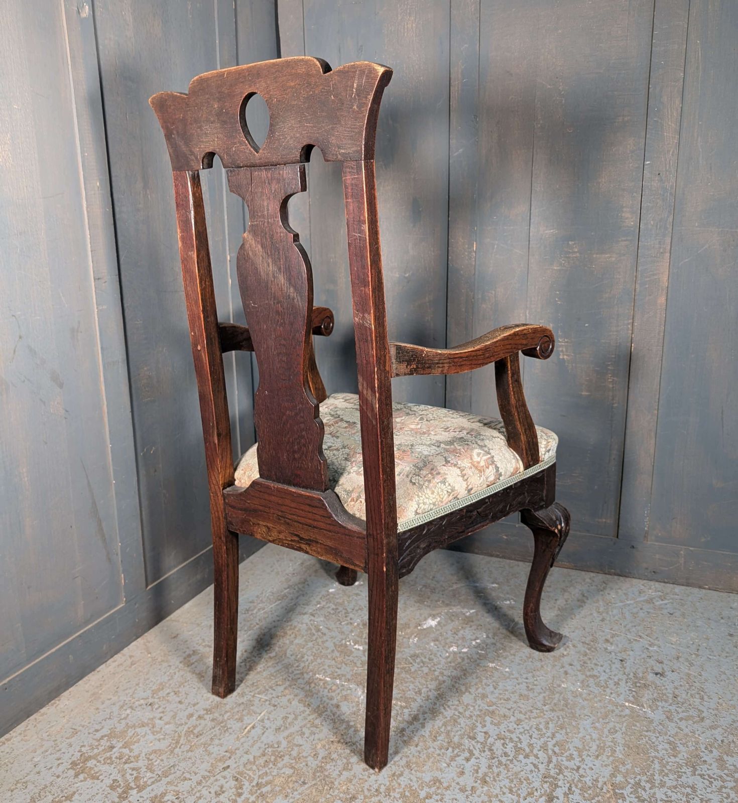 Antique Carolean Style Carved Oak Armchair photo furniture