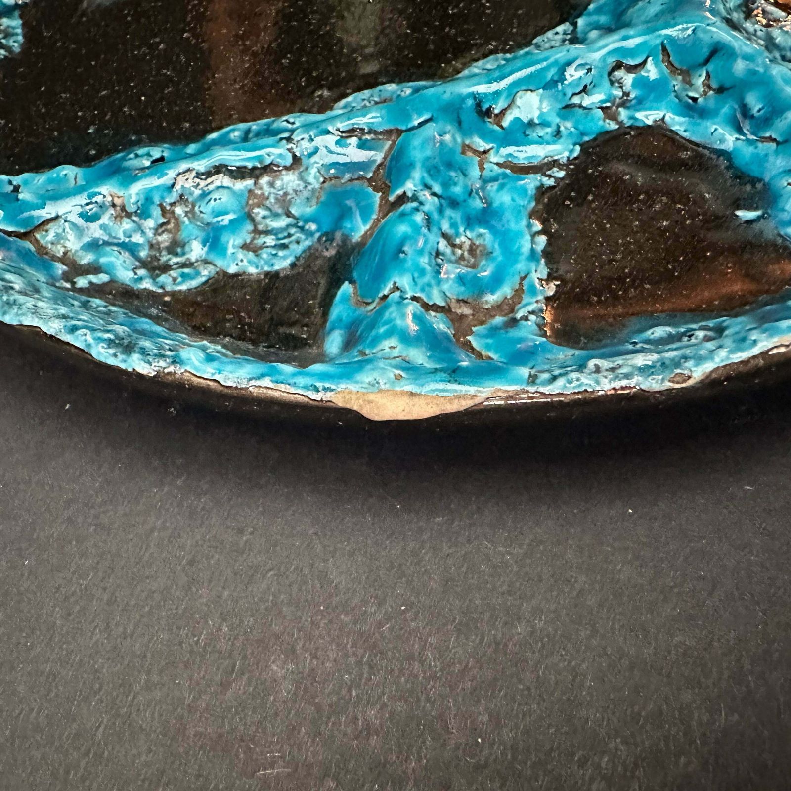 Incredible ‘Vallauris’ 1960’s Entre Plates Fantastic Crusty Turquoise Pair (2) photo buy
