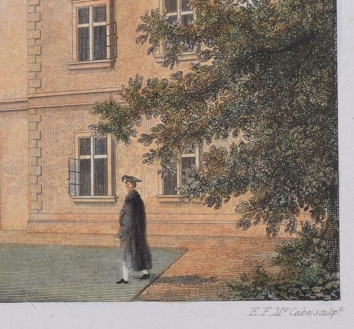 Magdalene College, Cambridge Pepys Library Hand Coloured Etching After Harraden photo vinterior