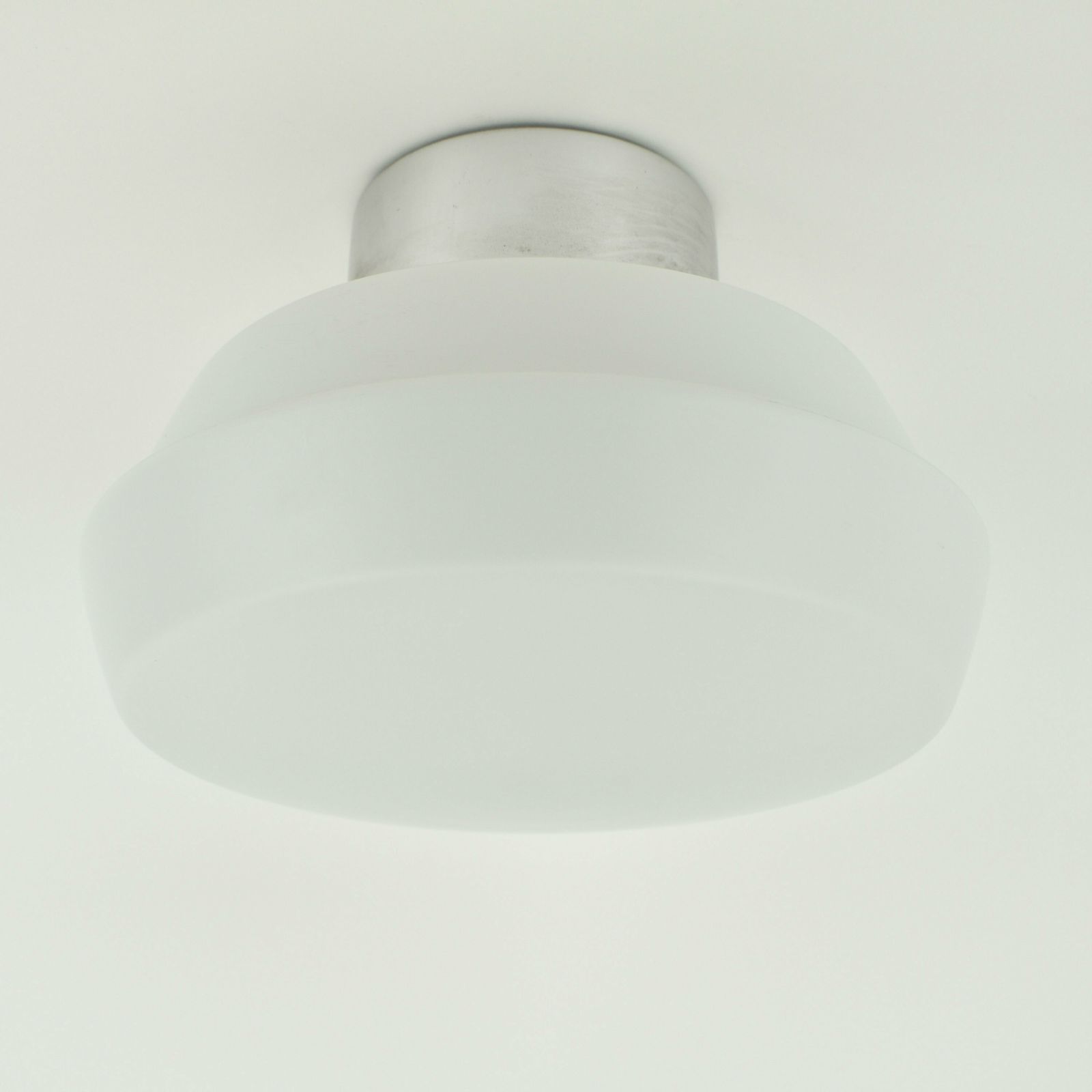 Art Deco Flush Mount Bauhaus Ceiling Light Mid Century Modern | White Satined Glass Aluminum Bathroom Lamp Modernist Minimalist 1930s 1950s photo buy