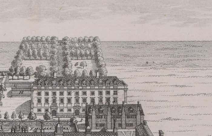 Pieter Van Der Aa Christ's College, Cambridge Engraving By Pieter Van Der Aa After David Loggan 1727 photo furniture