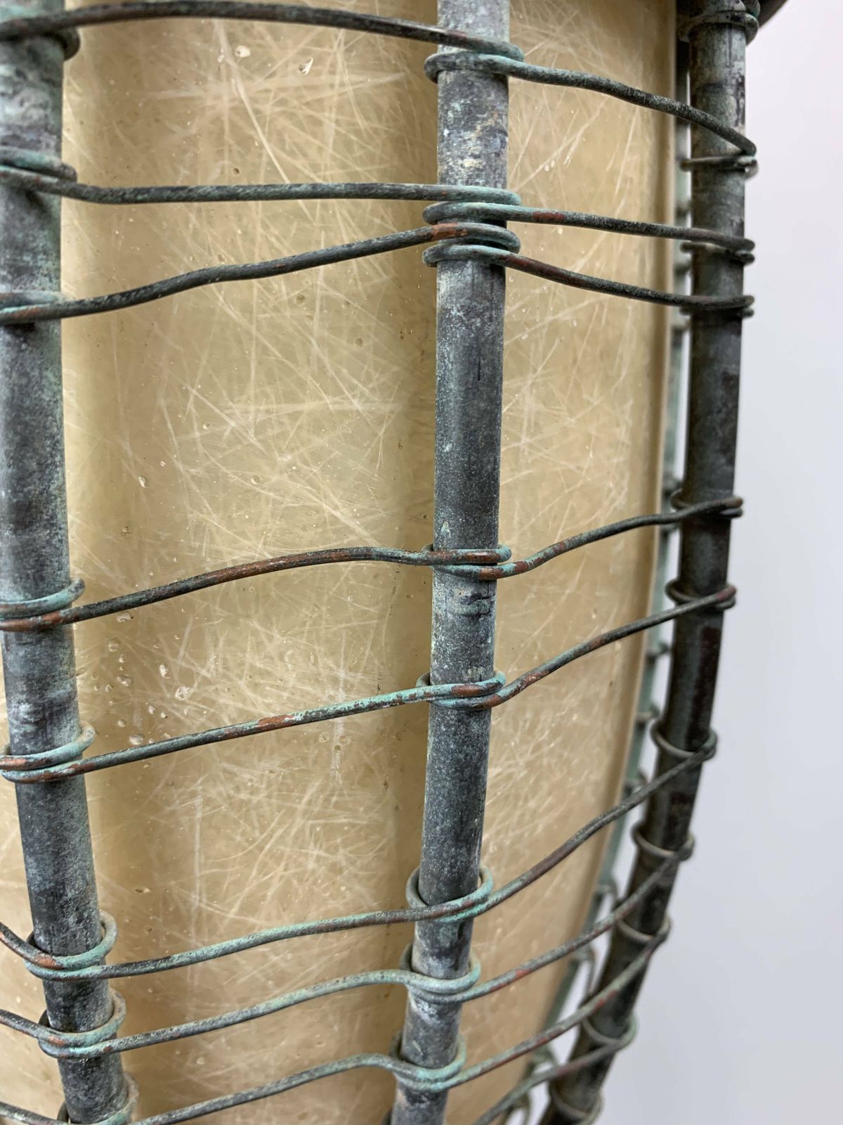 photo for sale Patinated Rustic Copper And Steel Floor Lamp With Lantern, Indonesia 1980s