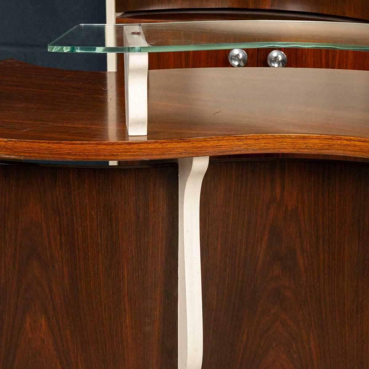 Furniture 20th Century Italian Standing Dry Bar In Hardwood & Cream Laminate C.1970 photo