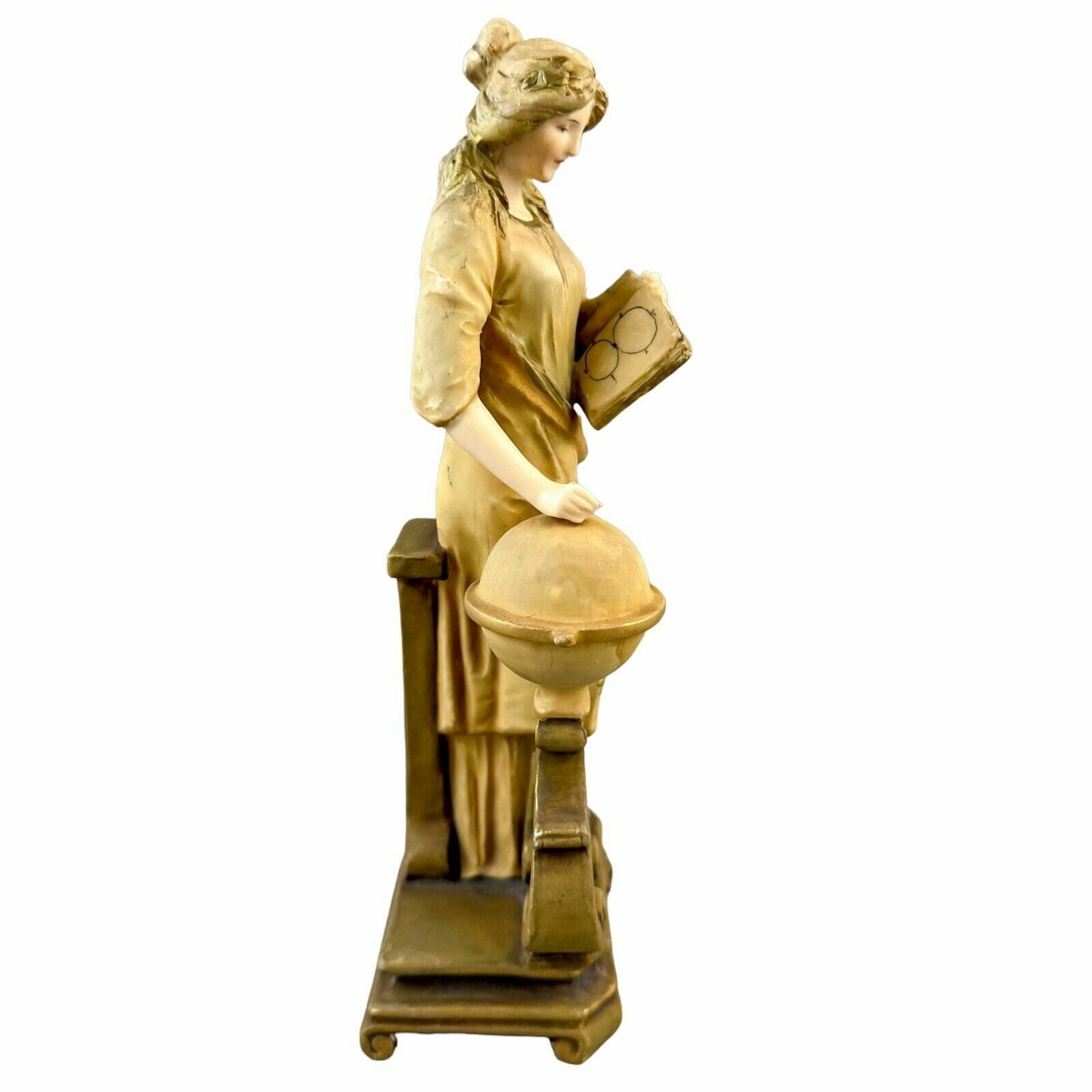 Antique Art Nouveau Ernst Wahliss Turn Wein Porcelain Figurine Woman "Geography" photo 250.0