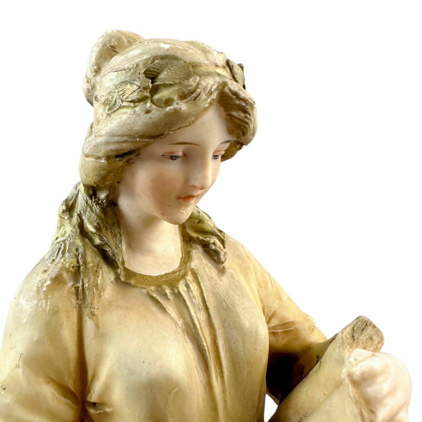 250.0 Antique Art Nouveau Ernst Wahliss Turn Wein Porcelain Figurine Woman "Geography" photo