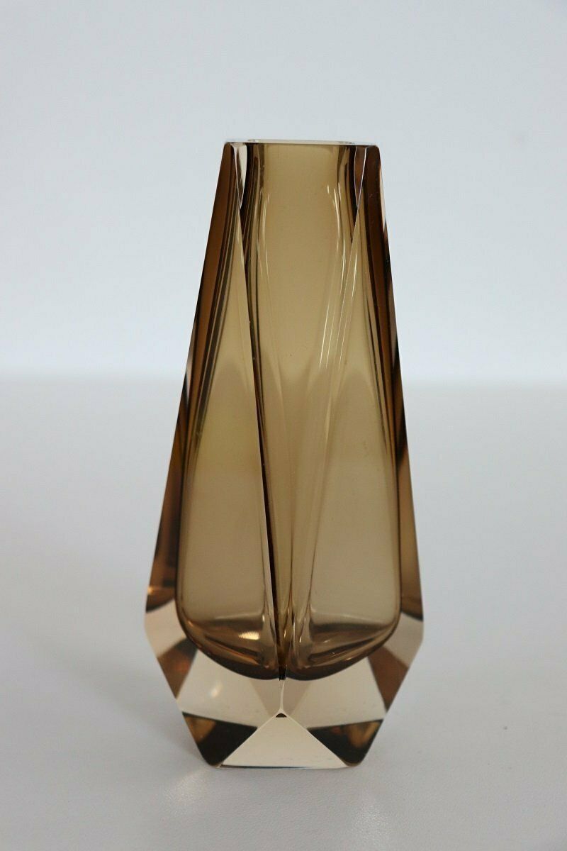 Murano Art Glass Smoked Amber Vase By Alessandro Mandruzzato, 1960s photo furniture