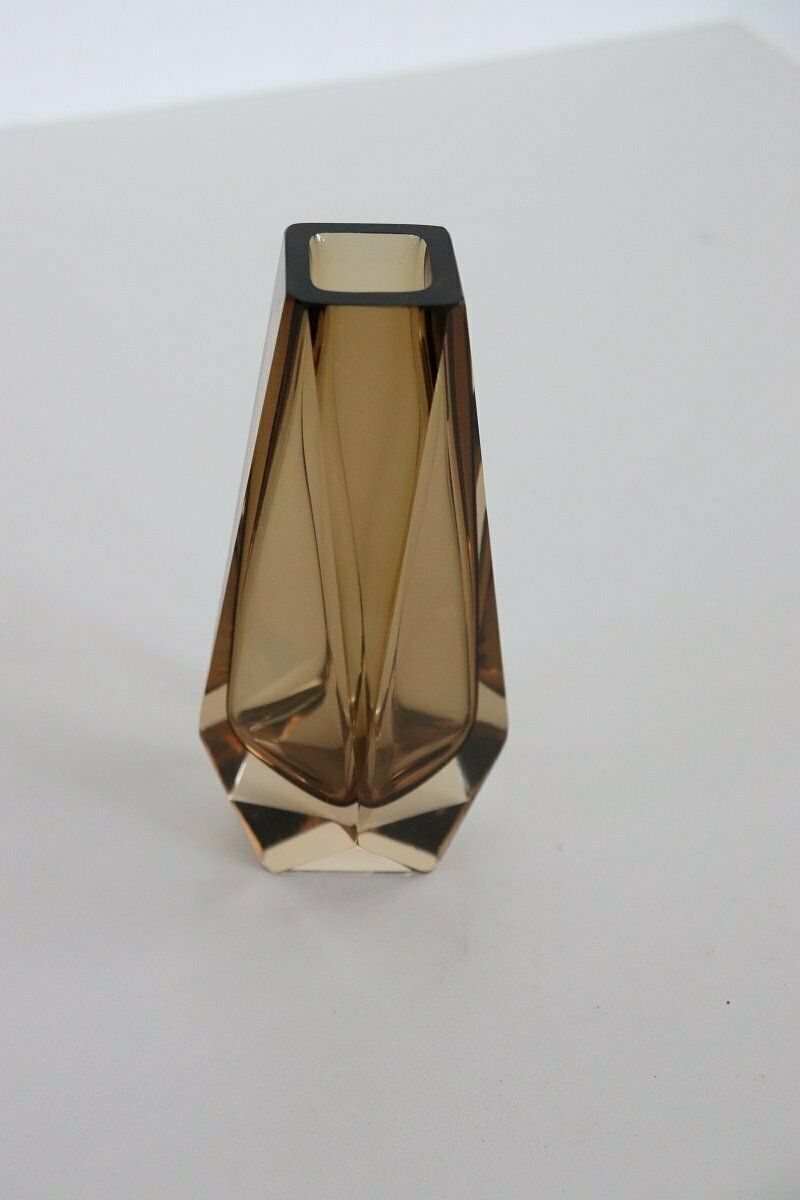 photo for sale Murano Art Glass Smoked Amber Vase By Alessandro Mandruzzato, 1960s