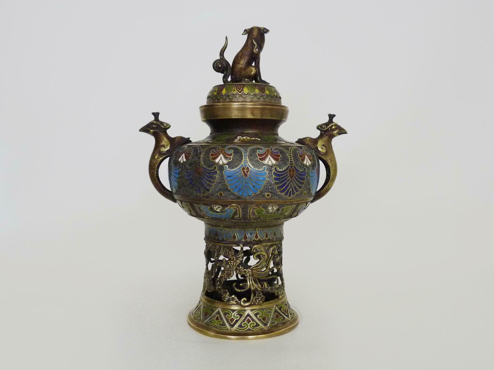 Important Incense Burner, Bronze And Cloisonné, Late 19th Century photo vintage