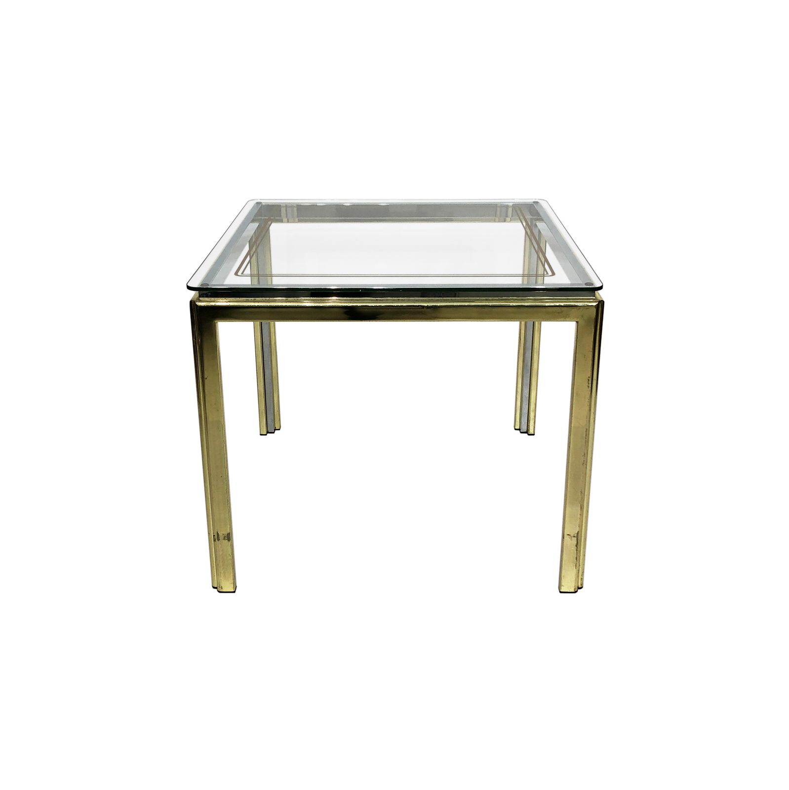 1970s Brass And Chrome Side Table Renato Zevi Glass photo for sale