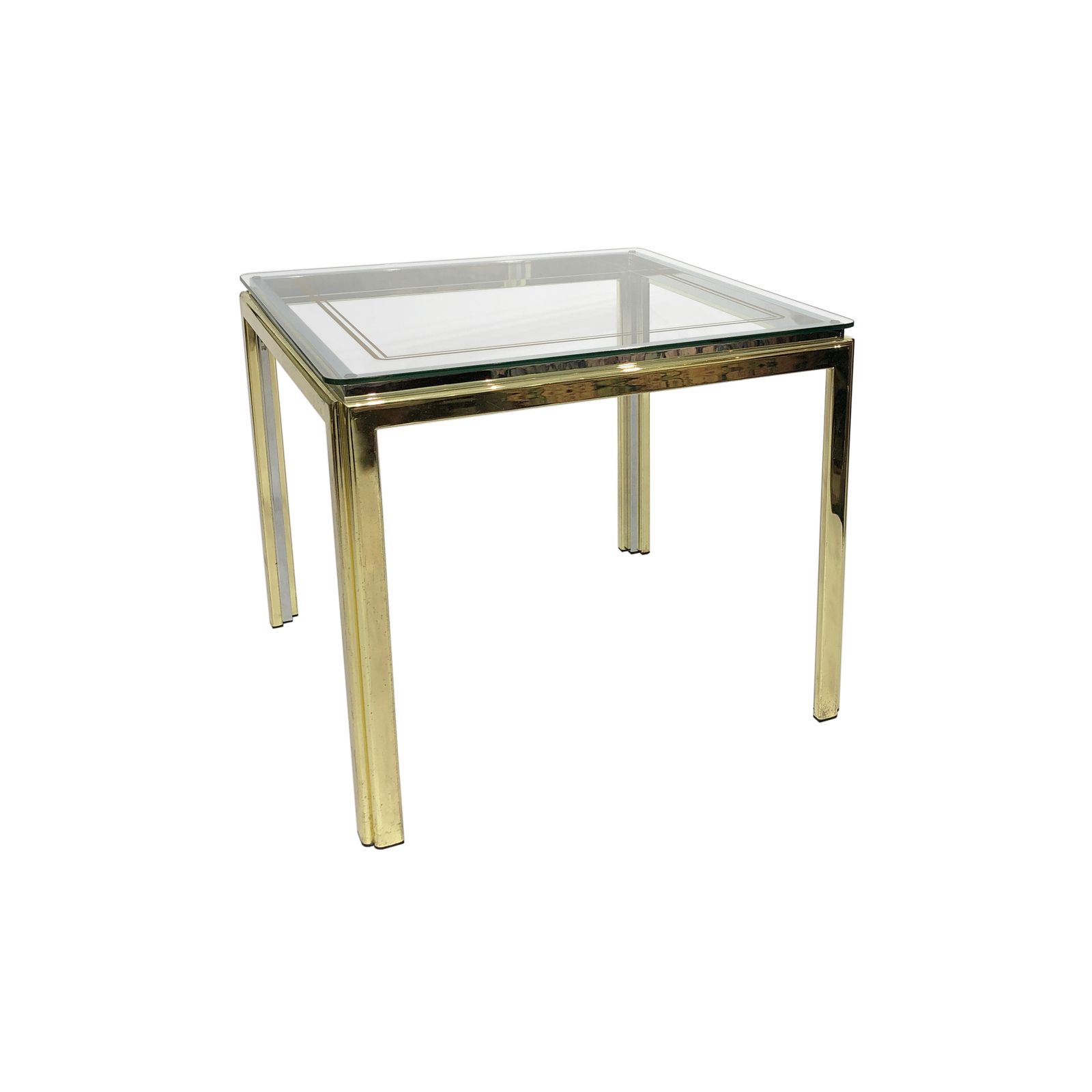 1970s Brass And Chrome Side Table Renato Zevi Glass photo vintage