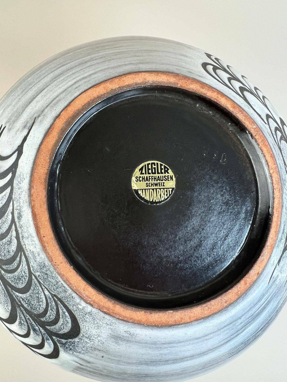 photo furniture Swiss Pottery Vase , Ziegler Schaffhausen Ceramic Ufo Vase, Made In Switzerland