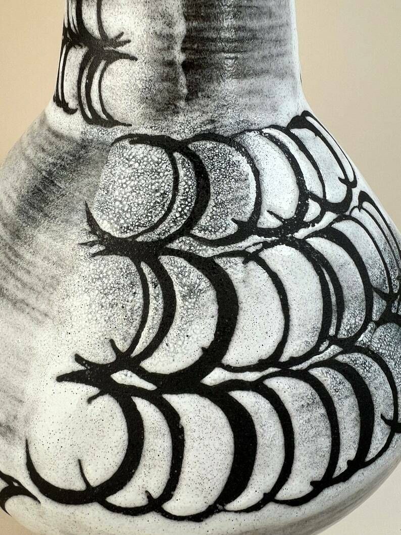 photo for sale Swiss Pottery Vase , Ziegler Schaffhausen Ceramic Ufo Vase, Made In Switzerland