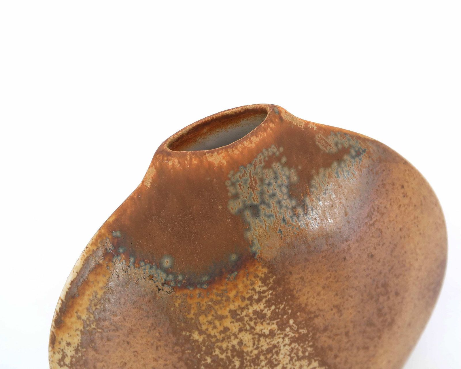 French Brown Porcelain Vase By Virebent, Design By Benoit Montreau, Made In France, 1970s / Lens Form, Minimalist photo 285.0