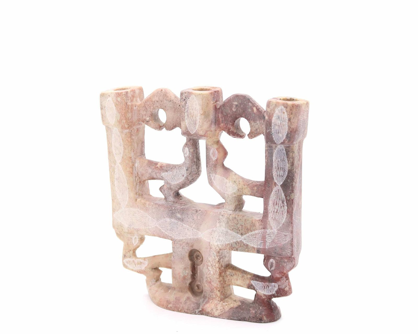Marokkaanse Kandelaar, Gebeeldhouwd Steen Met Vogels, Jaren 1970 / Kandelaar, Boho Chic, Kandelaar, Folk, Marokko, Sculptuur, Bohemian photo for sale