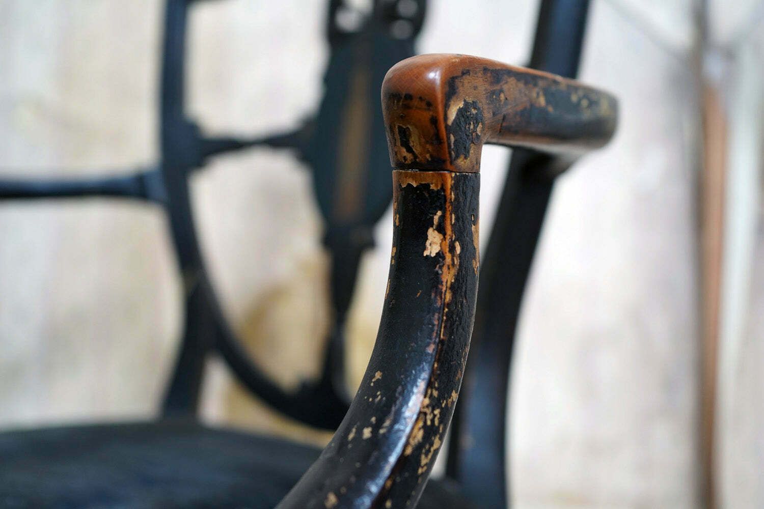 A George III Period Black Painted Open Armchair C.1780 photo buy