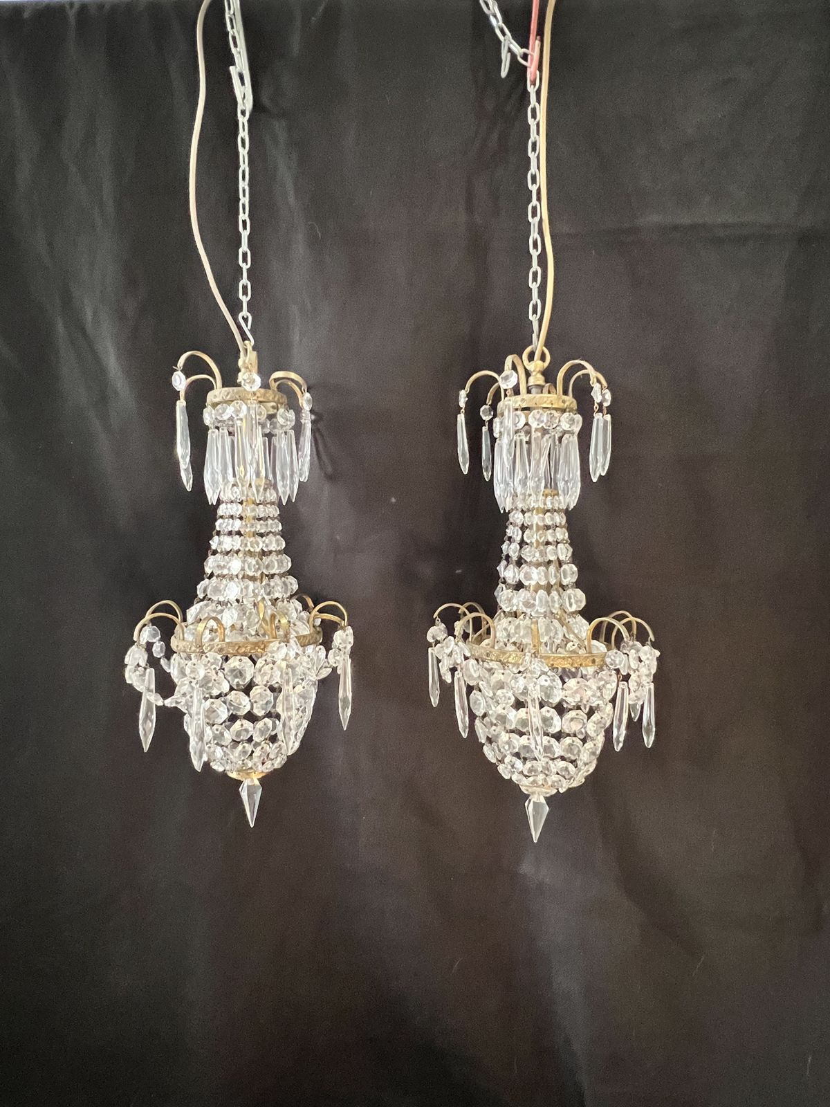 A Set Of Three One Light French Empire Antique Chandelier