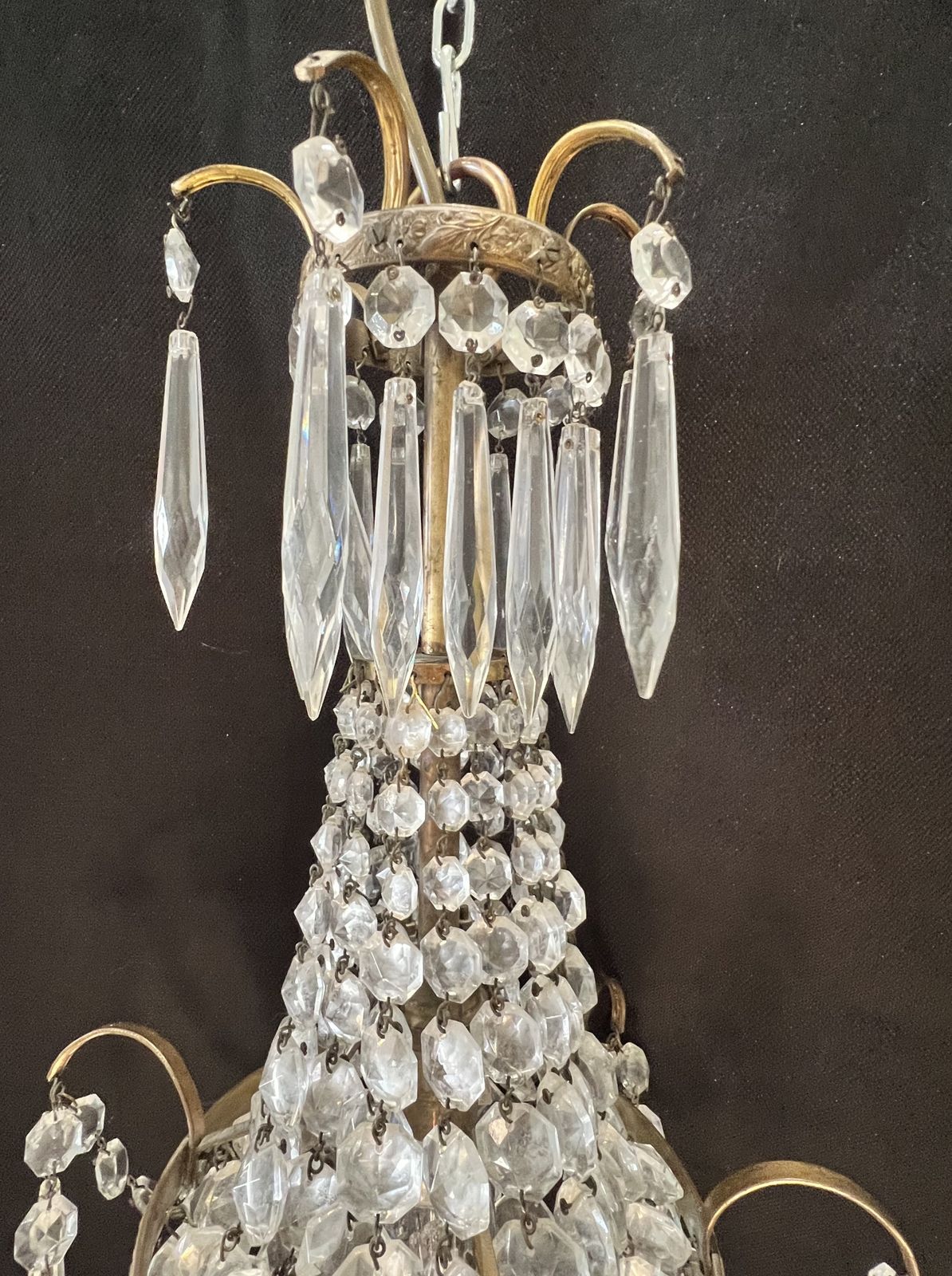 A Set Of Three One Light French Empire Antique Chandelier photo Lighting