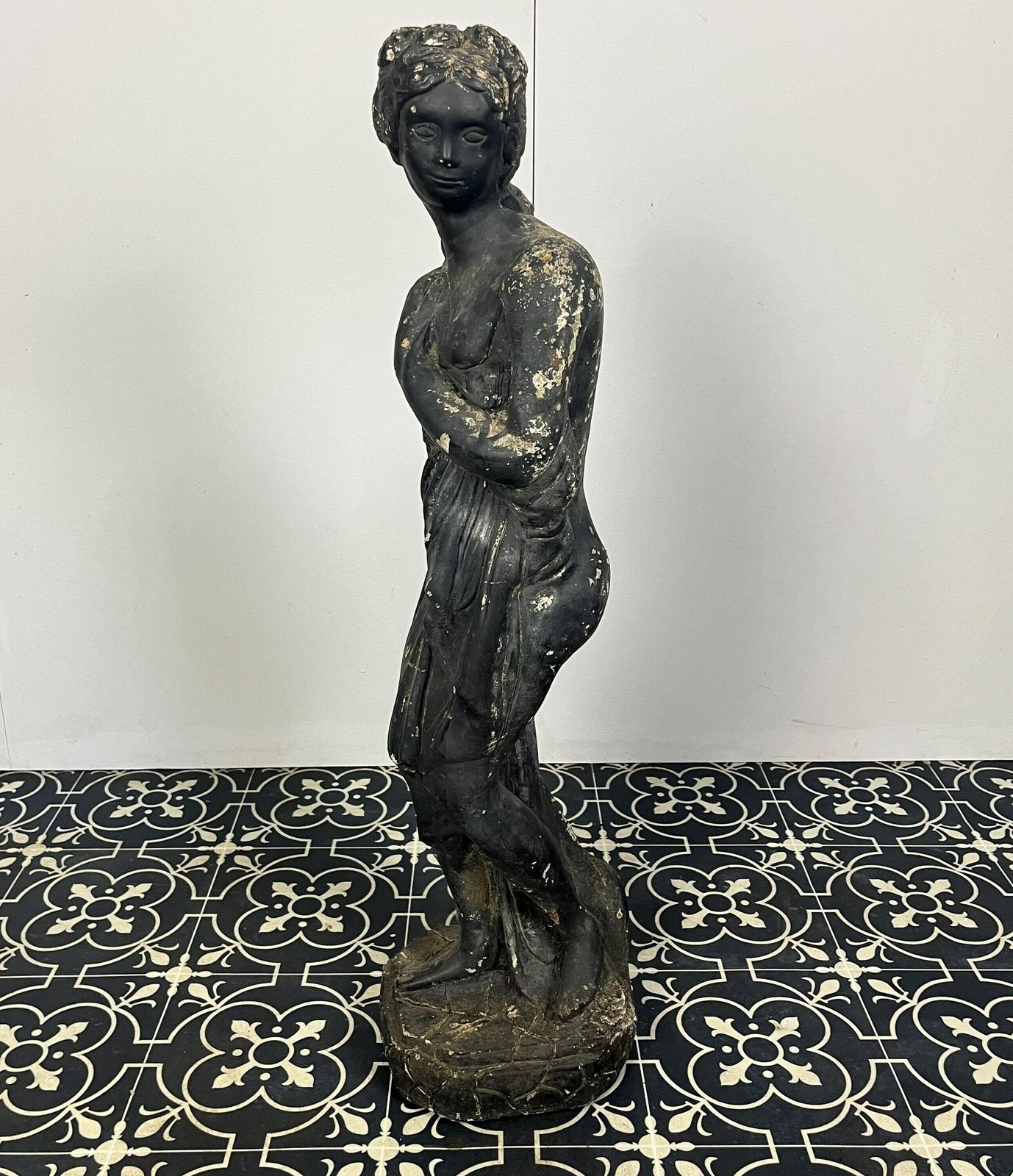 19th Century Venus Italica Garden Statue, Victorian Era Lady, Ebonised Sculpture, Outdoor Figure, Antique Decor, Period Home