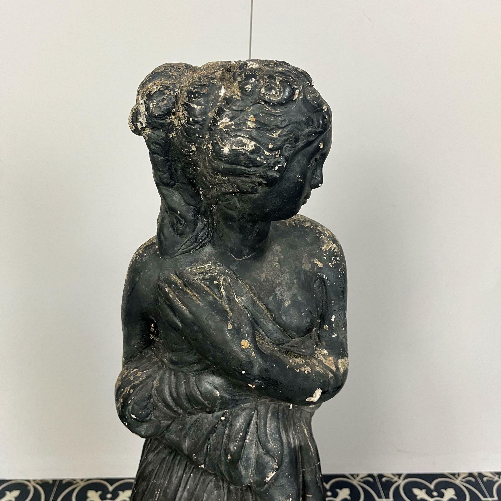 19th Century Venus Italica Garden Statue, Victorian Era Lady, Ebonised Sculpture, Outdoor Figure, Antique Decor, Period Home photo buy