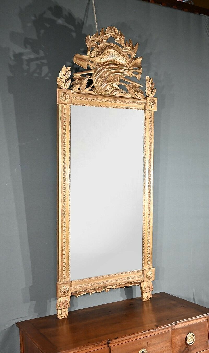 Important Gilded Wood Mirror, Louis XV Period – 1768 photo for sale